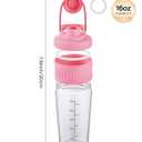 16oz Glass Shaker Bottle for Protein, Small Borosilicate Glass Protein Powder Leak-Proof Shaker Cup Mixes with 304 Blending Ball(16oz,Pink)