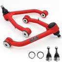 2-4" Lift Front Upper Control Arms for 2014-2018 Chevy Silverado GMC Sierra 1500, 2015-2018 Chevy Tahoe, Suburban 1500, GMC Yukon/Yukon XL, Escalade/ESV, 2 Replacement Ball Joints, Wrinkle Red