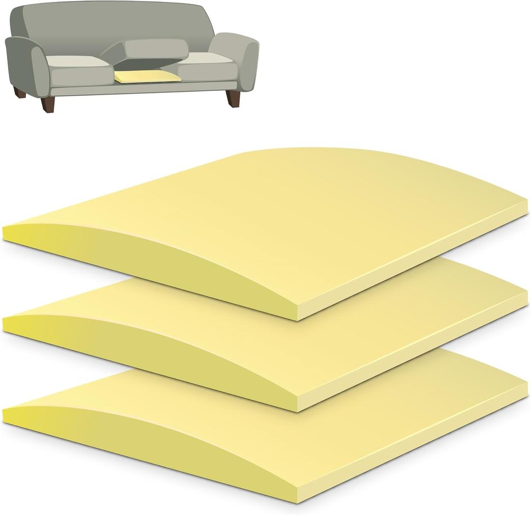 RunNico 20" x 20" Foam Cushion Couch Cushion Support - High-Density Living Room Sofa Sag Support - Anti Slip Sag Repair Replacement for Sofa Couch Loveseat Chair (3, Yellow)