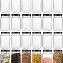 novelinks Plastic Jars With Lids 11 Pcs 16 oz Plastic Mason Jars Food Storage Reusable Empty Storage Containers(Black, Pack 16 Ounce)