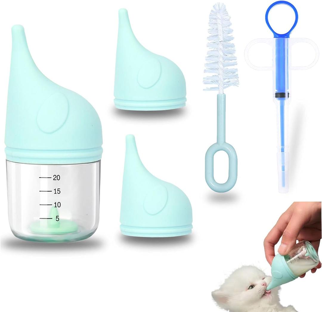 5 pcs Kitten Bottle Miracle Nipple for Kittens Anti-Choking Design for Newborn Kittens Puppies Small Animals (20 ml)