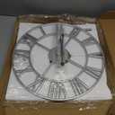 1st owned Large Wall Clock Silent Non-Ticking Roman Numerals Vintage Battery Operated (16inch) Farmhouse Wall Clock for Living Room, Bedroom, Kitchen, Cafe Decor-Silver 16inch