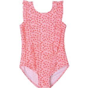 LIZENS Girls Swimsuit Kids Scalloped One Piece Ruffle Swimsuit Girls Swimwear Print (Pink, 2-3T)