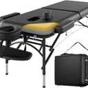 2 Fold Professional Massage Table Portable Hold Up to 1100LBS Black