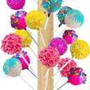 Wooden Cake Pop Stand with Spinning Base, 48-Hole Dessert Display Holder for Candy Buffet Table, Birthday Wedding Baby Shower Party Anniversary Decor (1 Pack)