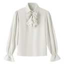 Eymitory Boys Kids Medieval Pirate Shirt Vampire Costume Renaissance Victorian Scottish Jacobite Ghillie Halloween Tops White, 160 CM