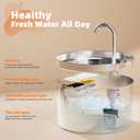Cat Water Fountain Stainless Steel: 2.2 L Cat Fountain for Drinking - Automatic Pet Water Fountain for Cats Inside - Metal Cat Dog Water Dispenser Bowl with Faucet Water Level Window Ultra Quiet Pump