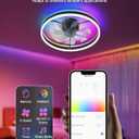 Smart Ceiling Fan with Light, 20'' Low Profile Ceiling Fan for Bedroom, RGB Ceiling Fans Works with Alexa, 4CCT Dimmable Modern Flush Mount Ceiling Fan with Music Sync&66 DIY Color Scenes,Black
