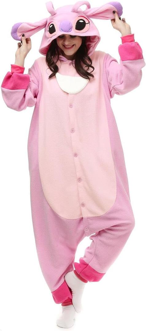 Wishliker Adult Onesie Animal Pajamas Halloween Cosplay Costumes Party Wear Blue (Large, Lty1-pink)