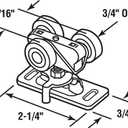 Prime-Line N 6847 Pocket Door Roller Assembly, 3/4 In., Flat, Plastic Wheels on Steel Bracket (2 Pack) (Mill)
