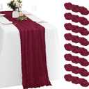 8 Pack Burgundy Cheesecloth Table Runners 20x120 Inch Gauze Table Runner 10FT Easter Cheese Cloth Table Runner Rustic Sheer Runner for Wedding Baby Shower Birthday Party Table Decor
