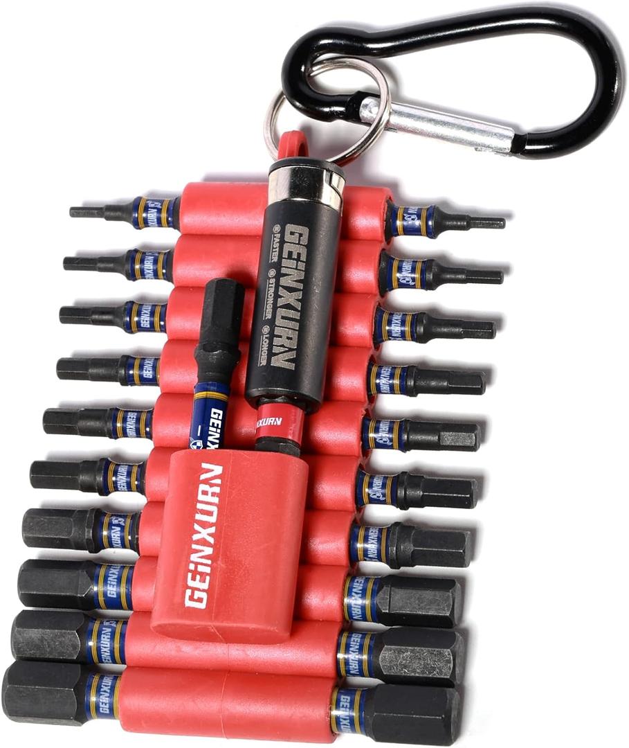 Geinxurn Impact Hex Screwdriver Bits Set,22 Pcs Magnetic Metric S2 Steel Multi Insert Power Bit Tips with Organizer Sleeve and Storage Strip