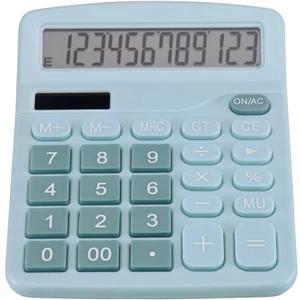 Desk Calculator 12 Digit Office Calculators with Large Screen Display, Dual Solar Power and Battery, Recessed Big Button Calculator for Office Home SchoolBlue