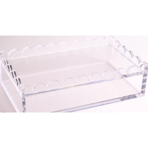 Mifoci Scalloped Acrylic Mahjong Case Only for 1.2 x 0.9 x 0.5 Inch American Mahjong Tiles, Empty Transparent Display Box for 160 Mah Jong Tiles (Box Only)