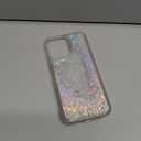 Caka Glitter Case for iPhone 14 Pro Max for Women Girls, Bling Sparkle Liquid Phone Cover with Screen Protector, Sparkly Girly Flowing Floating Moving Quicksand Accessories - Silver