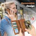 TwoHead for Samsung Galaxy S24 Ultra Wallet Case with Card Holder & Detachable Magnetic Phone Case for Galaxy S24 Ultra,PU Leather Shockproof Protective Phone Cover Wallet(6.8 in,Brown)