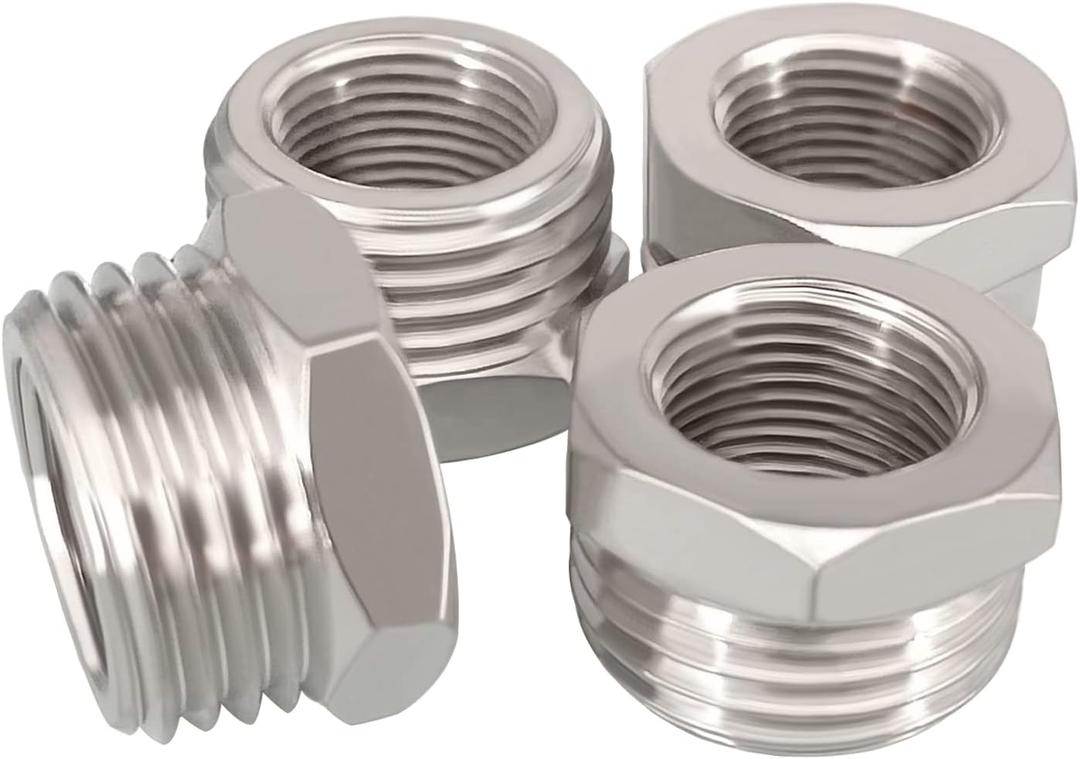 1/2 G Male to 3/8 Compression Female Nickel Plated Brass Reducer Faucet Adapter Water Supply Line Adapter for Kitchen Bathroom Plumbing Pipe 4PCS