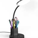 Desk Lamp, LED Desk Lamp for Home Office, Touch Table Lamp with 3 Color Modes 360 Adjustable Arm, Dimmable Desk Light with Pen Phone Holder, Black