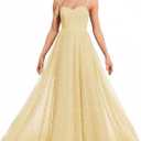 Women's Sparkly Prom Gowns Glitter Sequin Tulle A Line Long Formal Evening Gown Dresses High Waist Maxi Party Dress (XL)