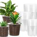 JERIA 30 Pack 5/ 6/ 7 Inch Clear Nursery Pots with Drainage Holes, Clear Plant Pot for Planting, Transparent Plastic Plant Pots, Durable Seed Starting Pot for Succulents