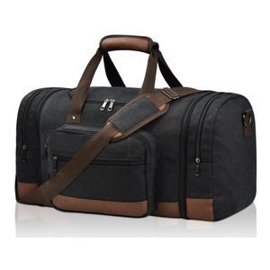 Litvyak Duffle Bag for Travel, 50L Canvas Travel Duffel Bags Overnight Weekend Gym Carry On Luggage Bag for Men & Women(Black)