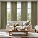 MIULEE Pinch Pleated Thick Linen Curtains 90 Inch 4 Panels Set Back Tab Memory Trained Pinch Pleat Semi Sheer Light Filtering Curtains Let Light in Window Drapes for Living Room Bedroom Olive Green, 40"W x 90"L
