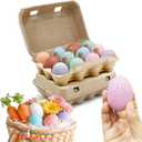 24 Pcs Foam Easter Eggs, 2.4 Inch Assorted Pastel Speckled Egg with Cartons Decorative Pastel Eggs for DIY Easter Wreath, Table Decor, Bowl, Basket Fillers, Home, Garden, Gift, Party Decorations