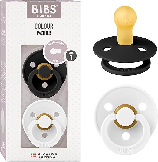 Bibs Pacifiers Color Collection, Set of 2 BPA-Free Latex Pacifiers Made in Europe, Round Nipple Baby Pacifier.