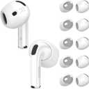 [5 Pairs] for AirPods 4 Ear Tips Covers Sport Anti Slip Anti Scratche Skin Soft Silicone Eartip AirPods 4 Gen Earbuds Accessories Compatible with Apple AirPods 4th Generation (White)