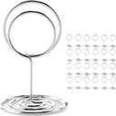 Hoewina 26Pcs Place Card Holder, Table Number Holders, Wire Picture Holder, Small Size Table Card Holders, Photo Holder for Centerpieces, Wedding Reception, Party, Birthday (Silver)