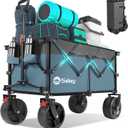 Sekey 220L Wagons Carts Foldable with Big All-Terrian Beach Wheels, Collapsible Heavy DutyWagon with Cup Holders, Extra Large Folding Wagon,Foldable Wagon for Camping, Garden, Sports.Blue&Gray