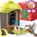 Smart Bird Feeder with Camera Outdoor: 2K Wild Bird Watching Video Cam - Unique Gifts for Nature Lover - Birds House Window at Garden IP66 Solar Charged & Squirrel-Proof Alarm