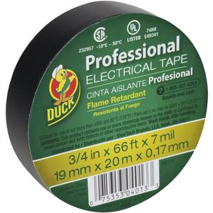 Duck Brand 393119 Professional Electrical Tape, 0.75-Inch by 66-Feet, Single Roll, Black