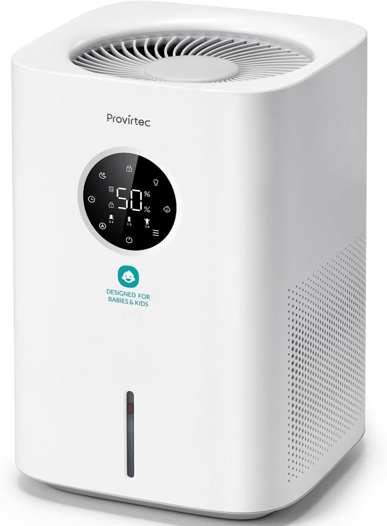 Pro Baby Evaporative Humidifier for Bedroom, MistFree & No White Dust, BPA-Free and 16dB Quiet Sleep for kids, 3 Age-Modes, Auto Control, Tap Water Safe, 4L Easy Clean Tank for Nursery