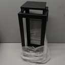 18" Black Metal Modern Candle Lantern Decorative Hurricane Lantern for Indoor & Outdoor Use, Ideal for Table, Mantle, Porch, Halloween, Christmas, and Wedding Decor (No Glass Panel)
