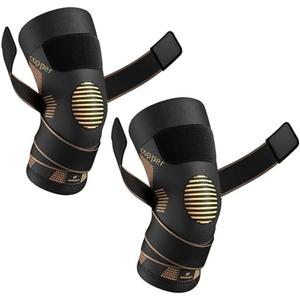 NEENCA Copper Knee Brace with Straps for Women/Men, Knee Compression Sleeve for Knee Pain, Arthritis, ACL, PCL, Meniscus Tear, Joint Pain Relief. Knee Support for Running, Workout, Weightlifting- Pair XXL