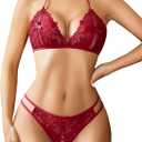 Avidlove Lingerie Set for Women Bra and Panty Set Halter Lace Lingerie 2 Piece Set (XXL)