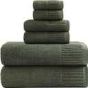 YTYC 27.5x55 Inches Luxury Bath Towels Set of 6 Large, 100 Percent Cotton 650GSM Super Absorbent Soft Shower Towels for Bathroom (Olive Green,6PCS)