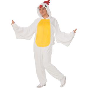 Rubies Chicken Comfywear Hooded Jumpsuit for Adults, Unisex L/XL