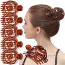 RC ROCHE 6 Pcs Hair Bun Maker Clip for Women Updo Holder Ballet French Claws Bird Nest Pieces Tools Accessories Plastic Shell Round Dome, Large Brown