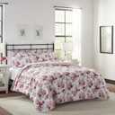 Laura Ashley - Twin Quilt Set, Reversible Cotton Bedding with Matching Sham, Lightweight Home Decor for All Seasons (Lidia Pink, Twin)