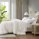 Degrees of Comfort Waffle Weave Duvet Cover Queen Size - 3 Pieces Soft Breathable Bedding Set for All Season (No Comforter Included), White, Full/Queen