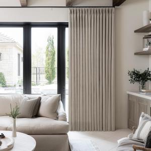 70 Inch Width Taupe Curtains 90 Inches Long Linen Curtains Pinch Pleated 90 Inch Length for Living Room Bedroom Semi Sheer Back Tab Hooks Rings Pinch Pleat Patio Glass Door 1 Panel Burlywood Birch