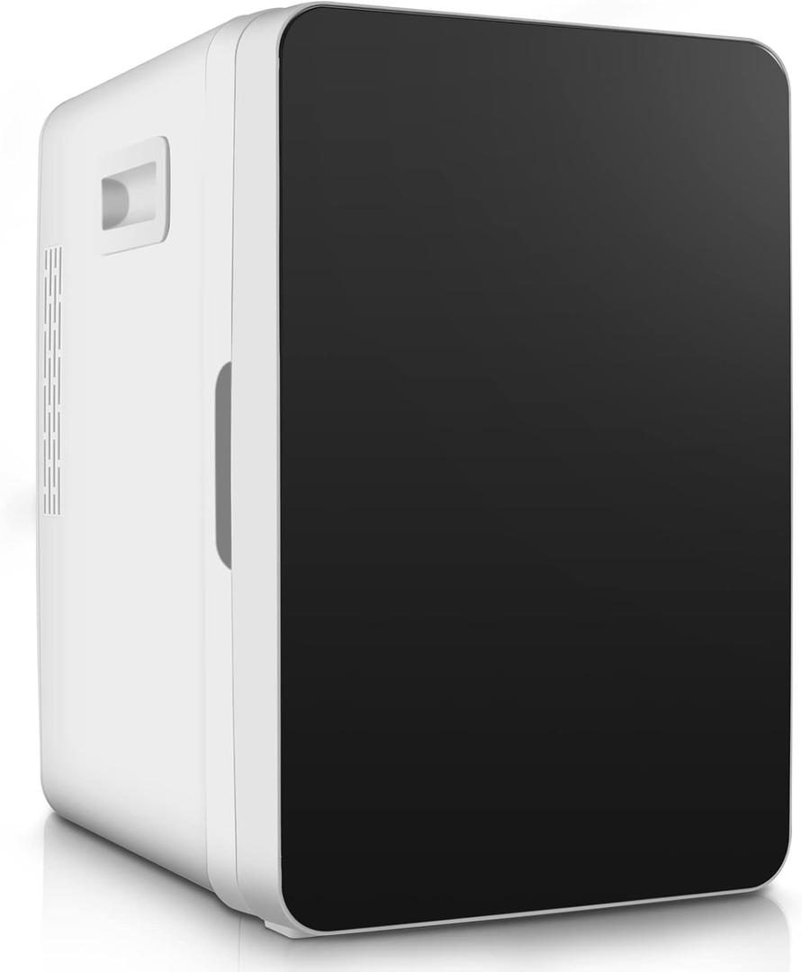 Homdox Mini Fridge, 20L Compact Skincare Fridge, 60W Portable Cooling and Heating Refrigerator for Skincare, Foods, Medications, Bedroom, Office & Car, black
