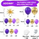 Purple and Gold Balloon Arch Kit, 162Pcs Dark Purple Gold with Stars Balloon Garland kit, Different Size Balloons for Birthday Baby Shower Anniversary Adults Prom Luxury Party Decorations