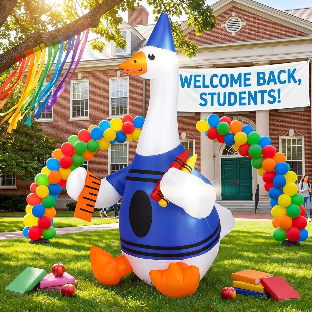 5 ft Back to School Inflatable Goose Yard Decor with LED