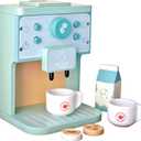 Wooden Coffee Maker Toys Play Set for Kids, Coffee Machine Toy, Montessori Pretend Play Food Kitchen Accessories for Toddler Girls and Boys (Coffee Maker)