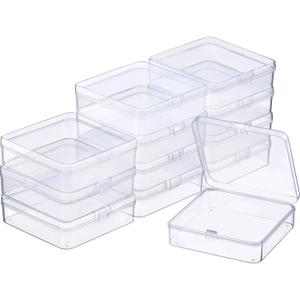 SATINIOR 12 Pack Beads Organizer Box Clear Plastic Beads Storage Containers Box with Hinged Lid for Bracelet Making DIY Jewelry Craft Nail (3.70 x 3.70 x 1.18 Inch)