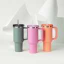 2 x CHEETAH 40 oz Replacement Lid for Stanley Cup,Compatible with Stanley Quencher H2.0 FlowState Tumbler,with Easy Carry Soft Silicone Handle and Straws,Insulated Plastic Spill Leak Proof Lid (Frost)