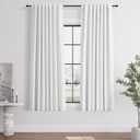 Hokibero Short Curtains for Windows Black Out Curtains 63 Inch Long for Bedroom Thermal Insulated Room Darkening Curtain Energy Efficient 100% Blackout Linen Curtain for Nursery White 52x63